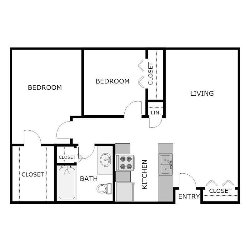 Floor Plan - 2 Bedroom 1 Bathroom