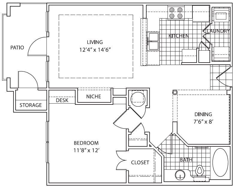 Avana Uptown - Plan 2 - 1 Beds - 1 Baths - 866 Sq. ft. - Plan 2