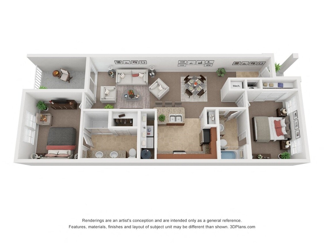 Floor Plan - Villa - Two Bedroom Two Bath