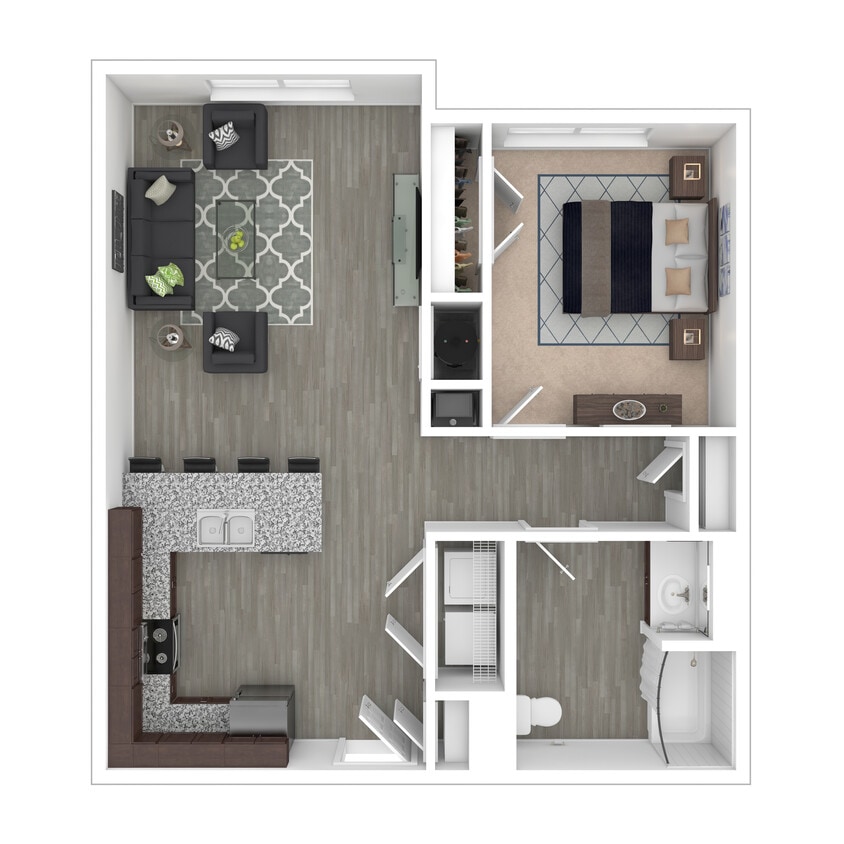 1 Bedroom, 1 Bath, 732 sq. ft. - 1 Bedroom, 1 Bath