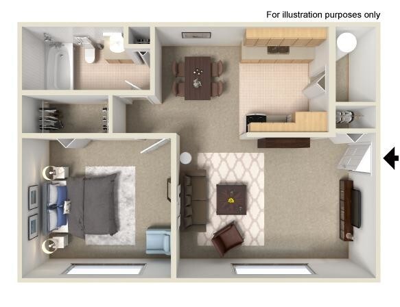 Floor Plan Overview - Classic One Bedroom Large