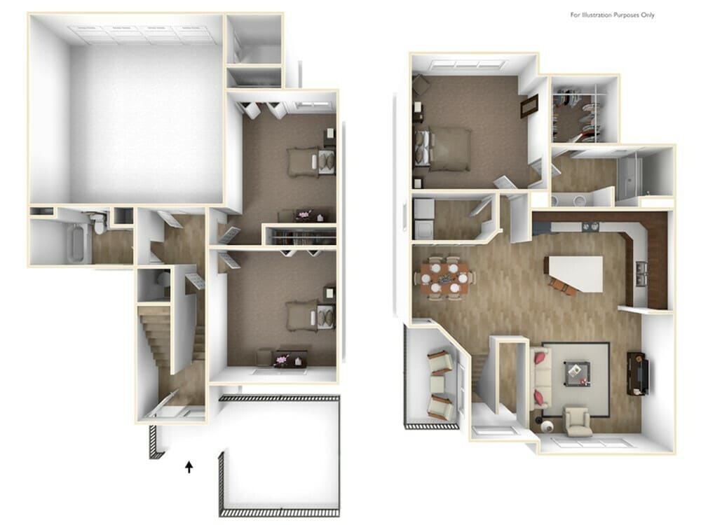 3x2 B Townhome - 3 BEDROOM 2 BATHROOM TOWNHOME