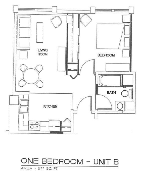 Floor Plan - Upgraded 1 bedroom 1 bath