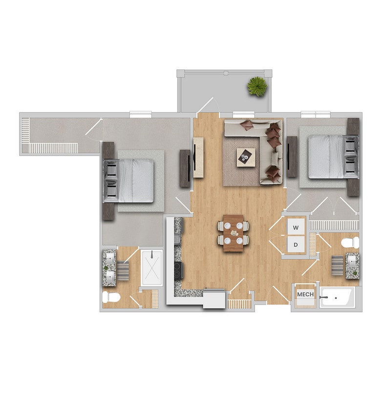 Chestnut | 2x2 | 1023 sf - Chestnut