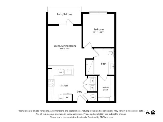A2-HC | 1 bed 1 bath | 681 sq ft - A2-HC