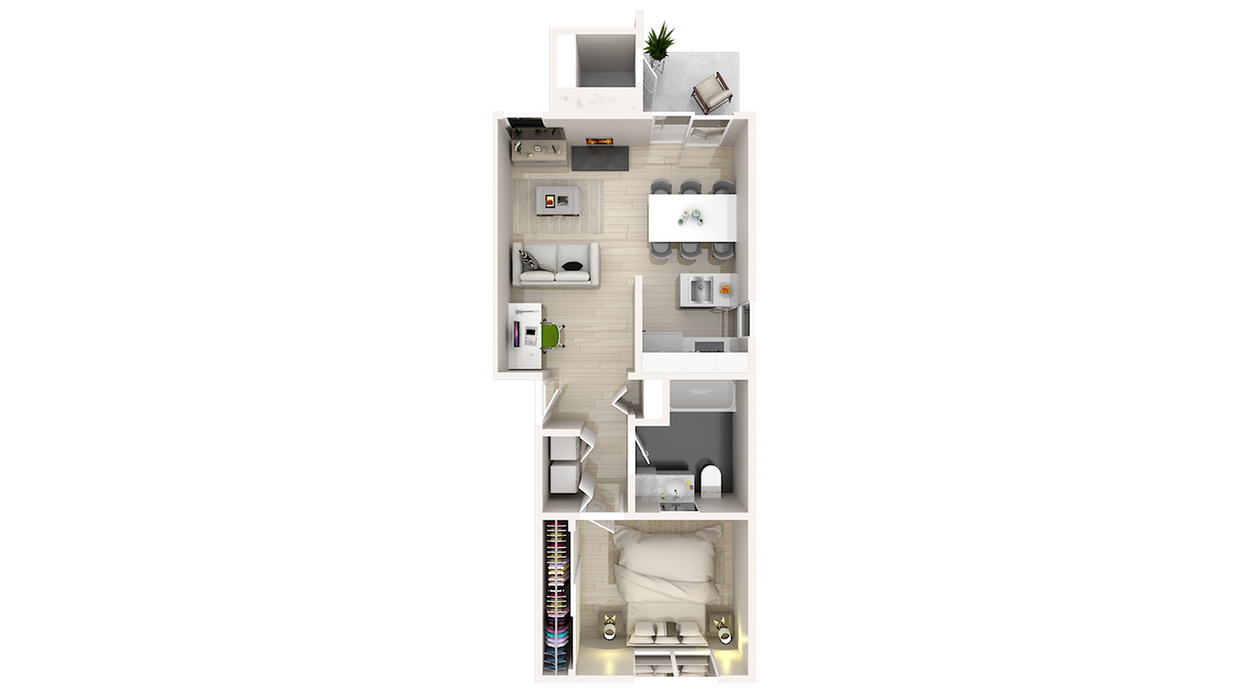 1 Bedroom x 1 Bath - 1 x 1