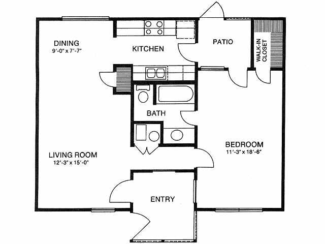 1BR/1BA - 1 Bedroom 1 Bath Patio