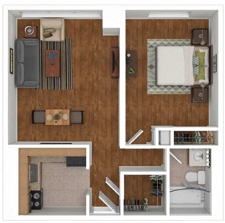 Floor Plan - 1 Bedroom 1 Bath
