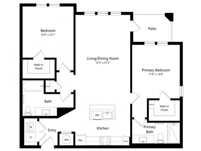 Floor plans are artist’s rendering. All dimensions are approximate. Actual product and specifications may vary in dimension or detail. Not all features are available in every apartment. Prices and availability are subject to change. - B2-C