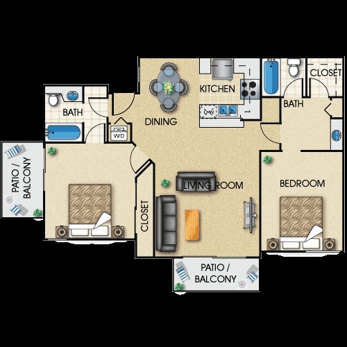 2BR/2BA - Model C 2 Bdrm - 2 Bath