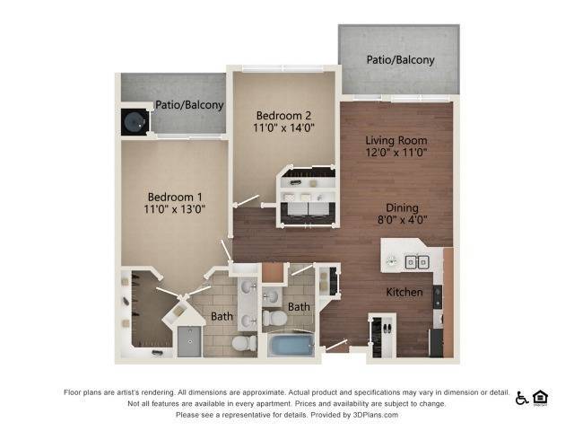 Juniper | 2 bed 2 bath | 967 sq ft - Juniper