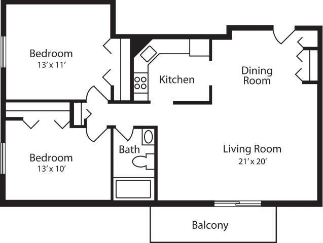 Floor Plan - Hummingbird  2 Bedrooms Corner