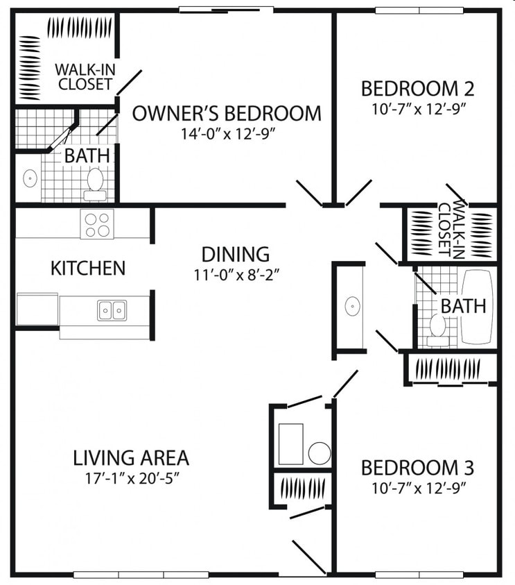 3BR/2BA - 3 Bedroom 2 Bath
