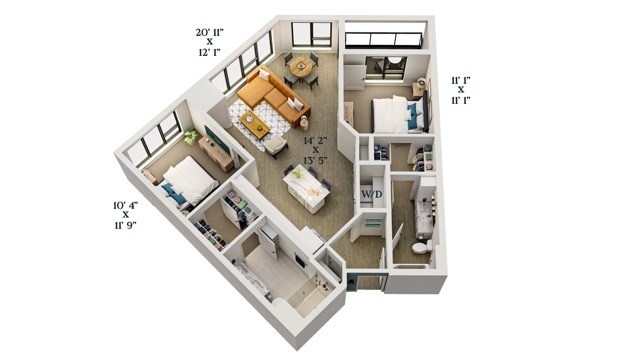 C2 | 2x2 | 1046 sq ft - C2