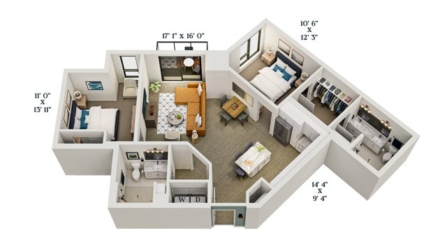 C4 | 2x2 | 1103 sq ft - C4