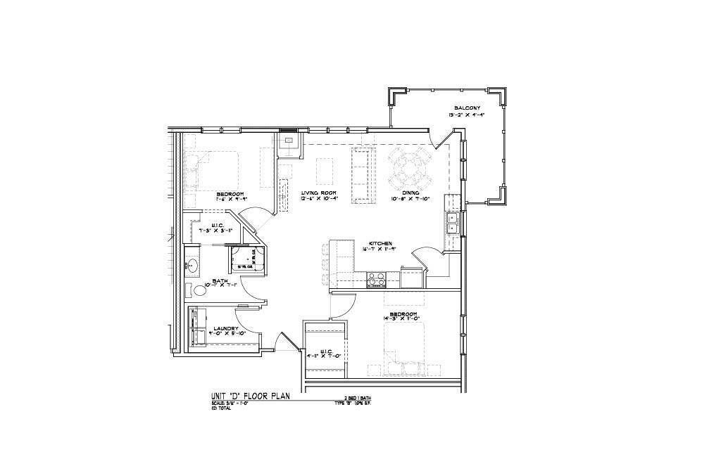 Floor Plan - 2 bedroom 1 bathroom