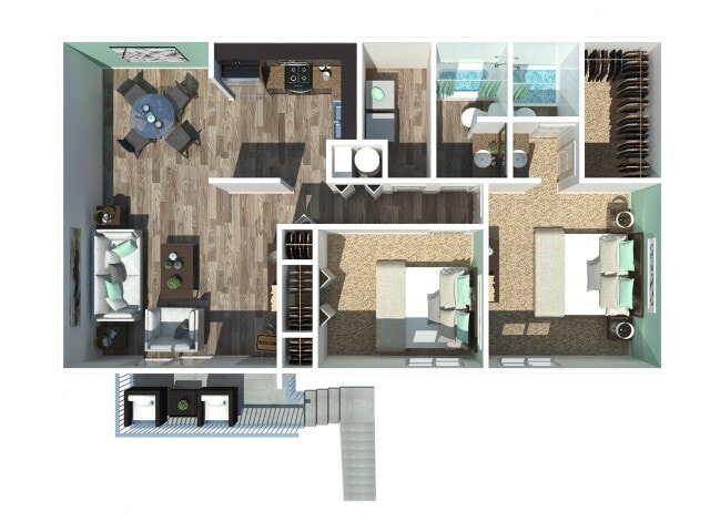 Two Bedroom Two Bath Garden 1100 Sq Ft - 2 Bedroom 2 Bath 1100