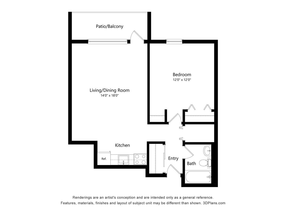Floor Plan - 1 Bedroom A