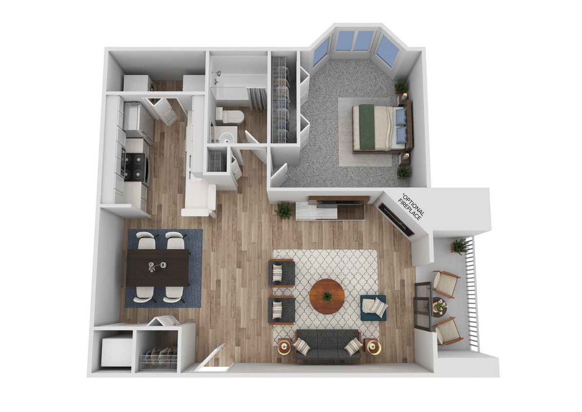 Floor Plan - Renovated 1 Bedroom (770 Sq Ft)