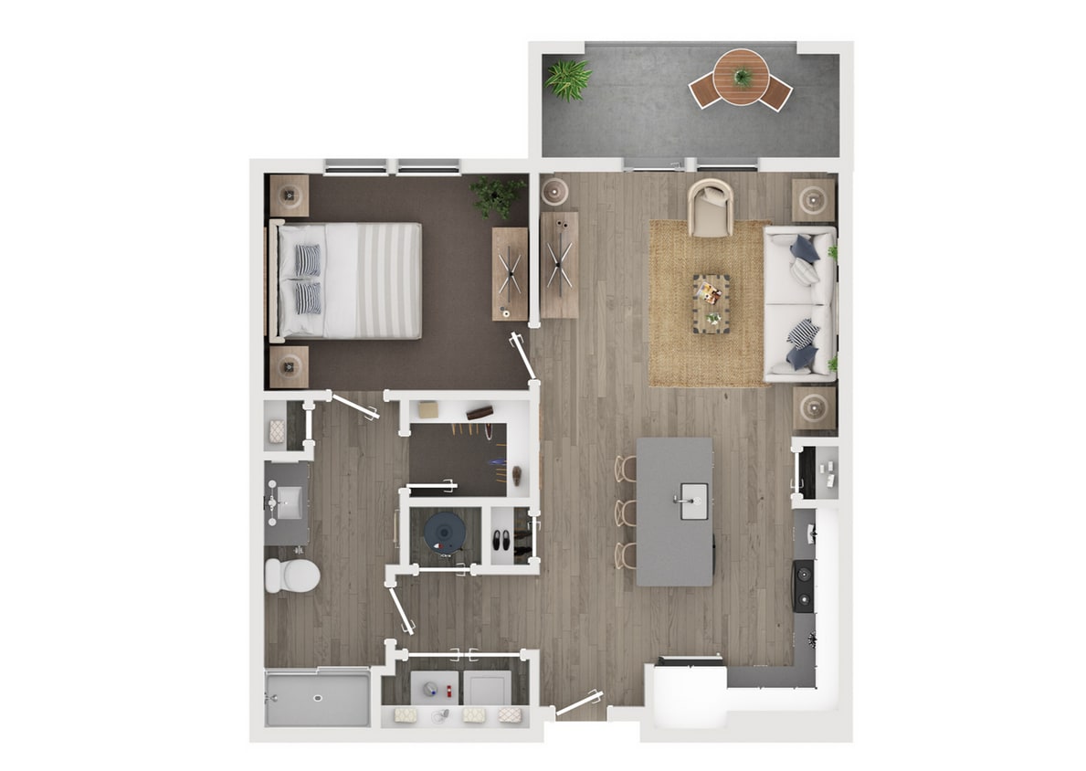 Floor Plan (The Chateau) - 1 Bedroom (A2) The Sierra - The Sierra