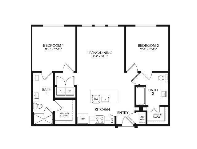 B1 | 2 bed 2 bath | 1256 sq ft - B1