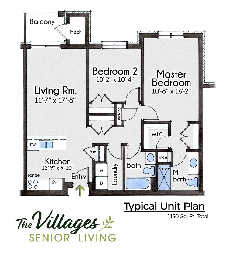 Floor Plan - Two Bedroom Two Bath