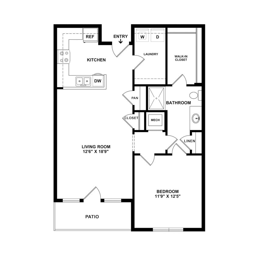 Floor Plan - 1 Bedroom Traditional