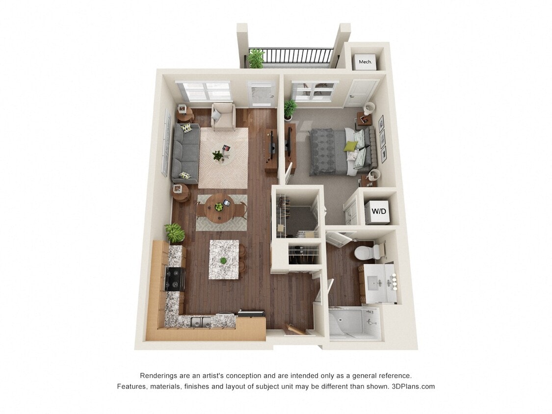 Floor Plan - One Bedroom C - 50%