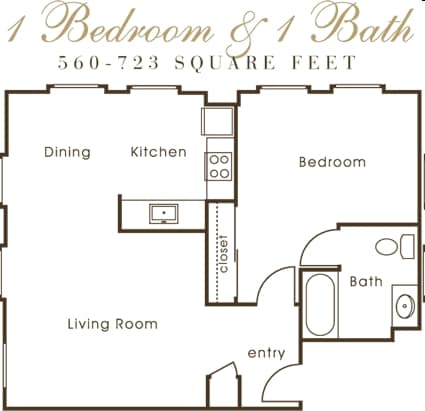 1BR/1BA - One Bedroom