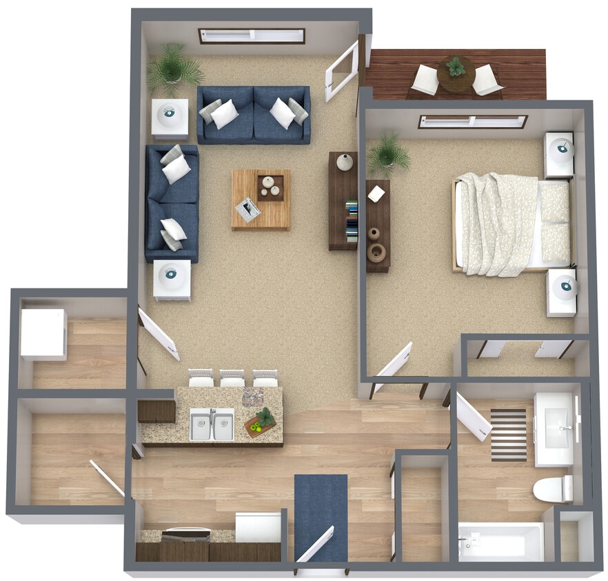 Floor Plan - 1 Bedroom/1 Bath/Pantry Apartment