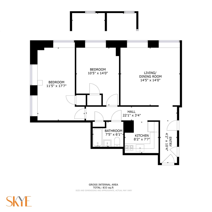 Floor Plan - 2 Bedrooms 1 Bathroom