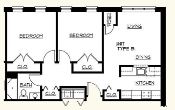 2BR/1BA - 2 Bedroom Senior Apartment