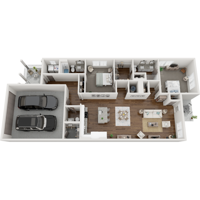The Meadowlark | 1,620 SF | 2 BR/2.5 BA Cottage with Two Car Garage - The Meadowlark