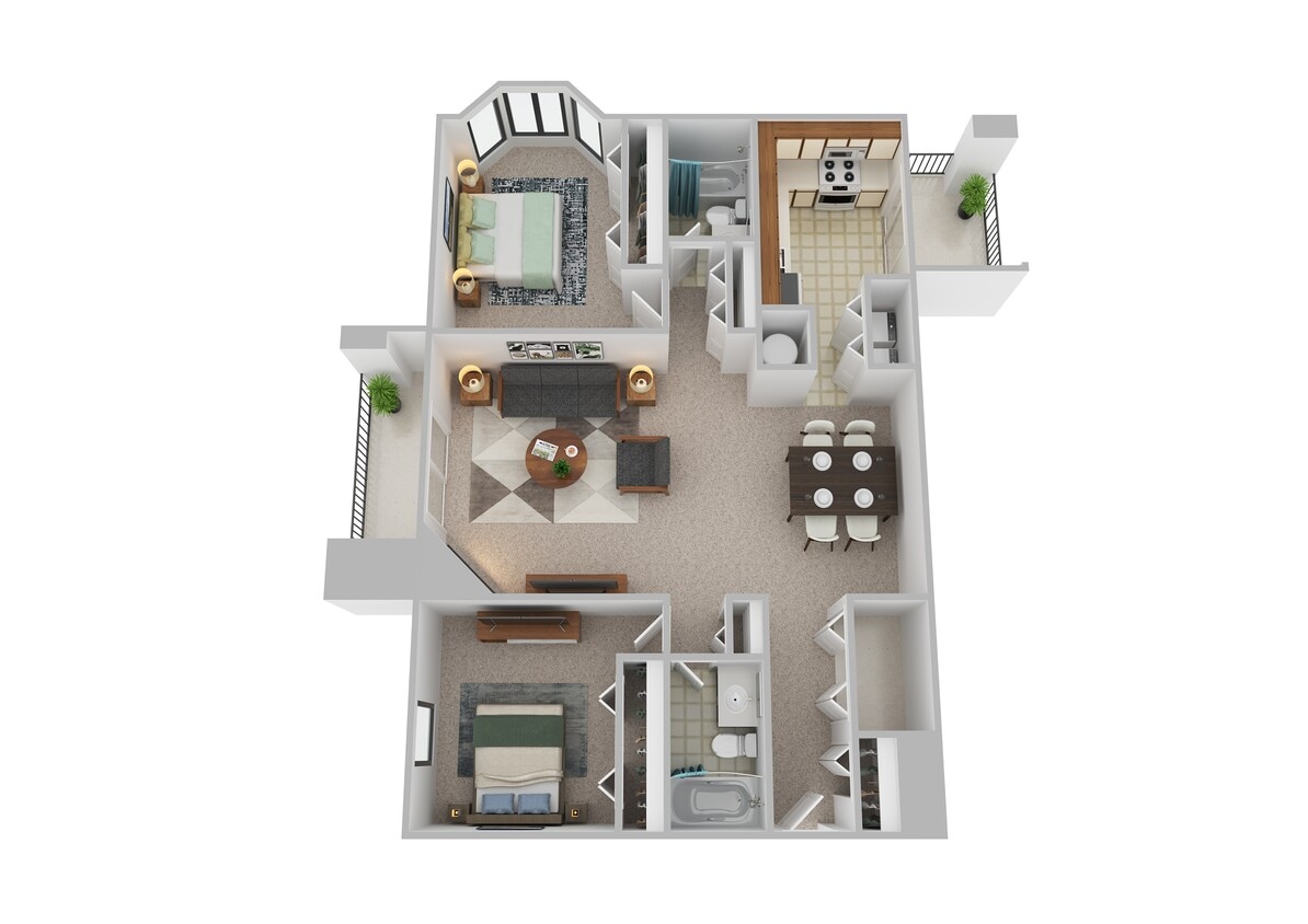 Floor Plan - 2 Bedroom 1162 SqFt