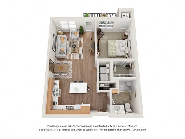 Floor Plan - One Bedroom - C
