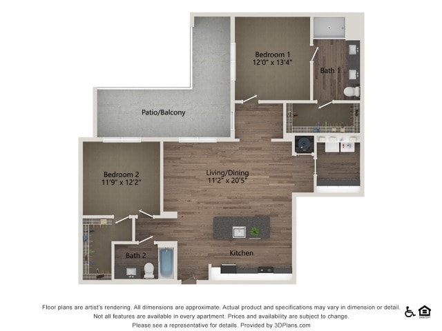 B4A | 2 bed 2 bath | 1248 sq ft - B4A