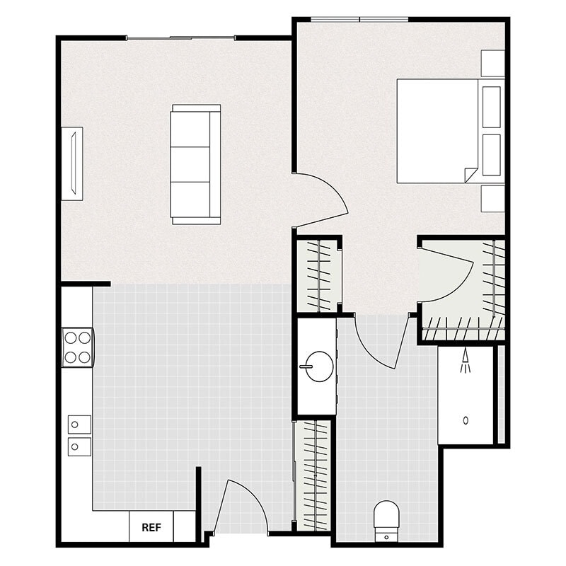 Floor Plan - 1 Bedroom 1 Bath