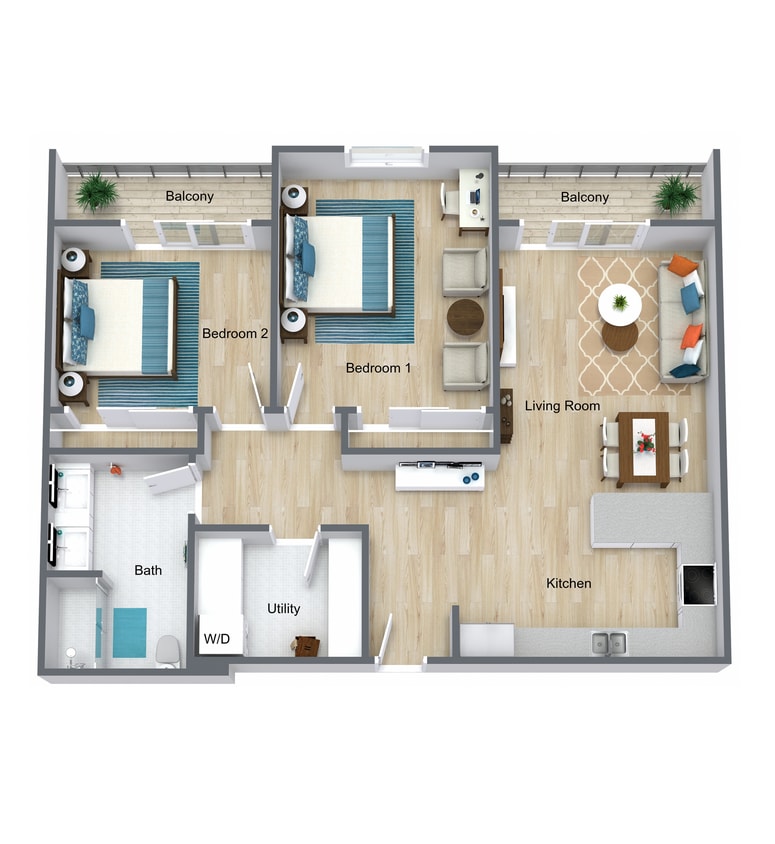 Floor Plan - The Cannery - Two Bedroom
