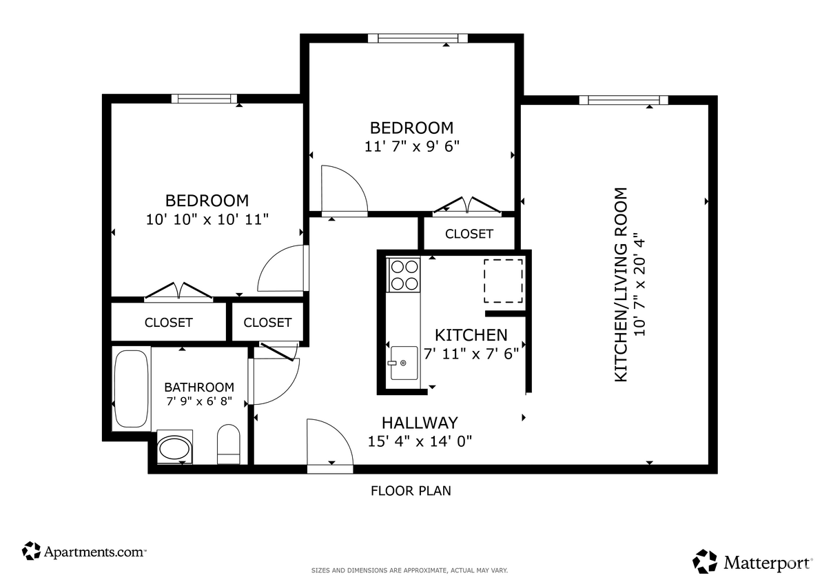 Floor Plan - 2 Bedroom 1 Bath