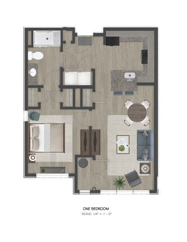 Floor Plan - 1 Bedroom, 1 Bathroom