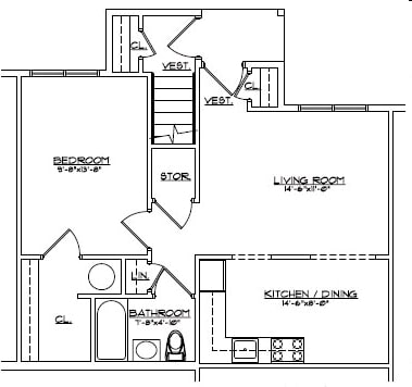 1BR/1BA - 1st Fl 1br