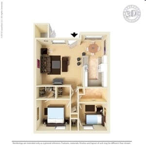 2BR/1BA - 2 Bedroom