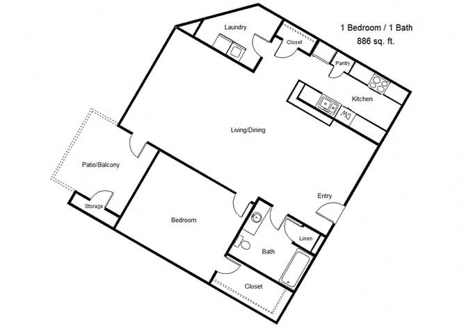 Floor Plan - One Bedroom E