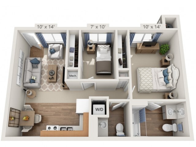 Floor plans are artist’s rendering. All dimensions are approximate. Actual product and specifications may vary in dimension or detail. Not all features are available in every apartment. Prices and availability are subject to change. - Harrison