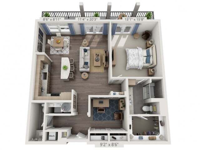 Floor plans are artist’s rendering. All dimensions are approximate. Actual product and specifications may vary in dimension or detail. Not all features are available in every apartment. Prices and availability are subject to change. - A4B