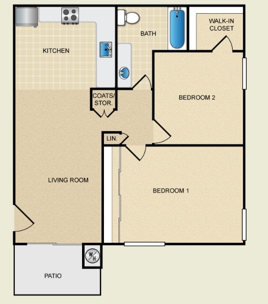 2BR/1BA - 2 Bed 1 Bath Up