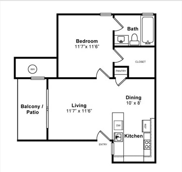 1BR/1BA - 1x1-600