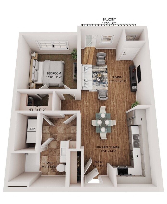 Floor Plan - Aldrich (1 Bedroom)
