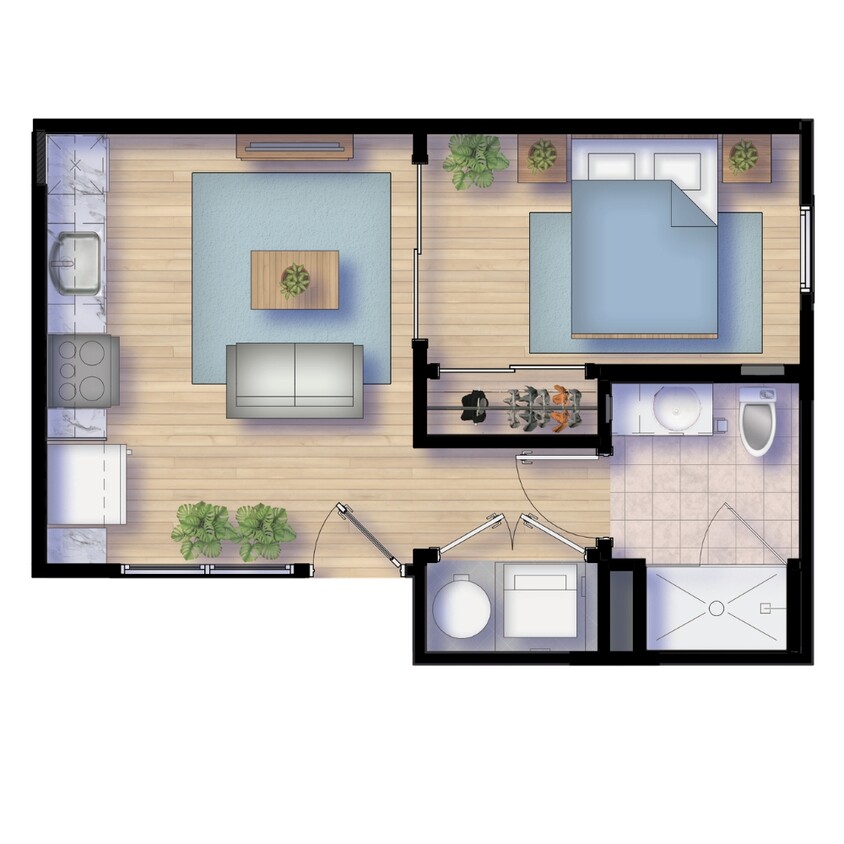 Floor Plan - 1 Bedroom L-12