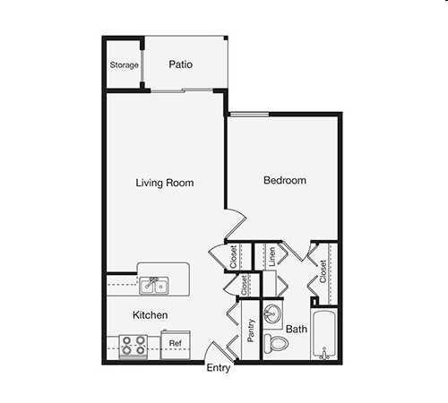 1BR/1BA - One Bedroom Floor Plan